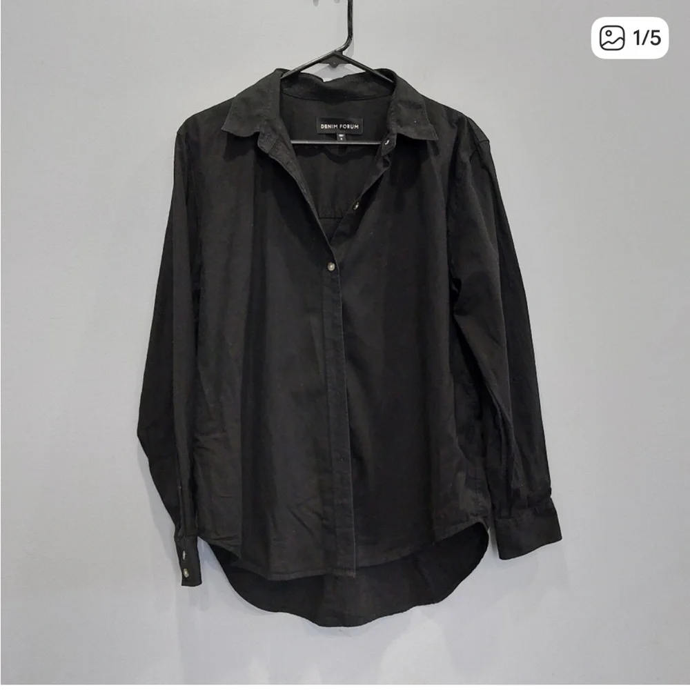 Aritzia Denim Forum Jane Longsleeve Button Down Shirt Black - Picture 1 of 3